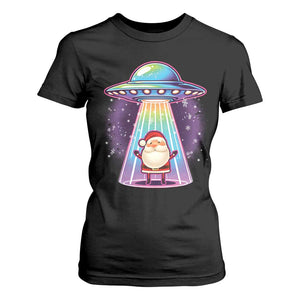 Funny Christmas Santa Alien Neon UFO T Shirt For Women TS11 Black Print Your Wear