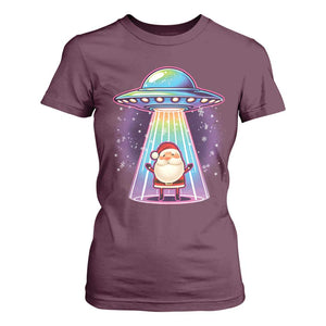 Funny Christmas Santa Alien Neon UFO T Shirt For Women TS11 Maroon Print Your Wear