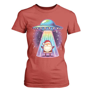 Funny Christmas Santa Alien Neon UFO T Shirt For Women TS11 Red Print Your Wear