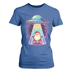 Funny Christmas Santa Alien Neon UFO T Shirt For Women TS11 Royal Blue Print Your Wear