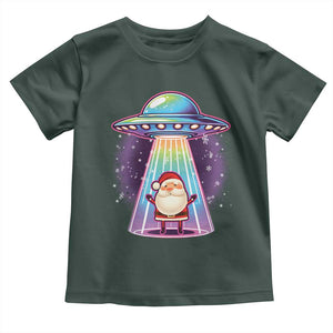 Funny Christmas Santa Alien Neon UFO Toddler T Shirt TS11 Dark Forest Green Print Your Wear