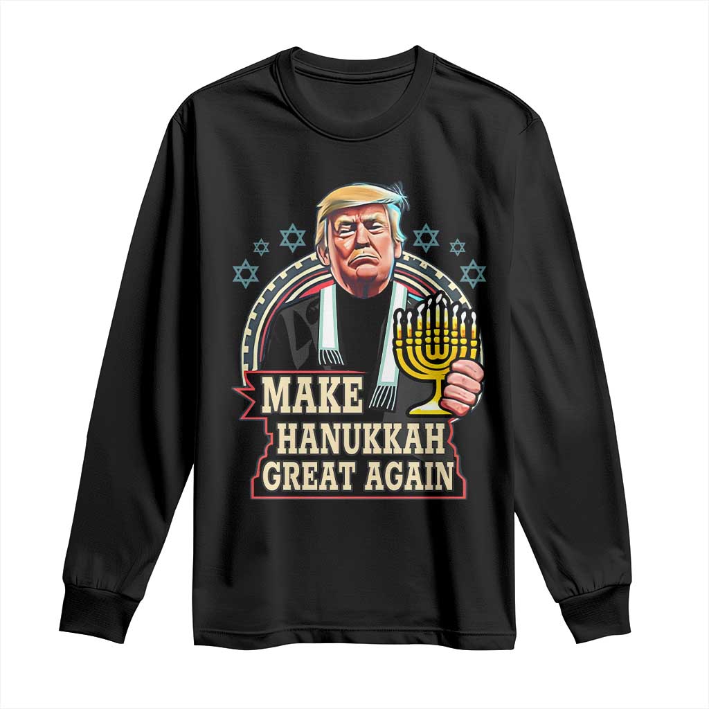 Funny Make Hanukkah Great Again Chanukah Trump Long Sleeve Shirt Menorah David Stars TS11 Black Print Your Wear