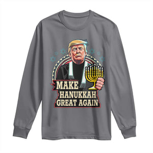 Funny Make Hanukkah Great Again Chanukah Trump Long Sleeve Shirt Menorah David Stars TS11 Charcoal Print Your Wear