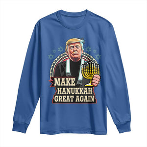 Funny Make Hanukkah Great Again Chanukah Trump Long Sleeve Shirt Menorah David Stars TS11 Royal Blue Print Your Wear