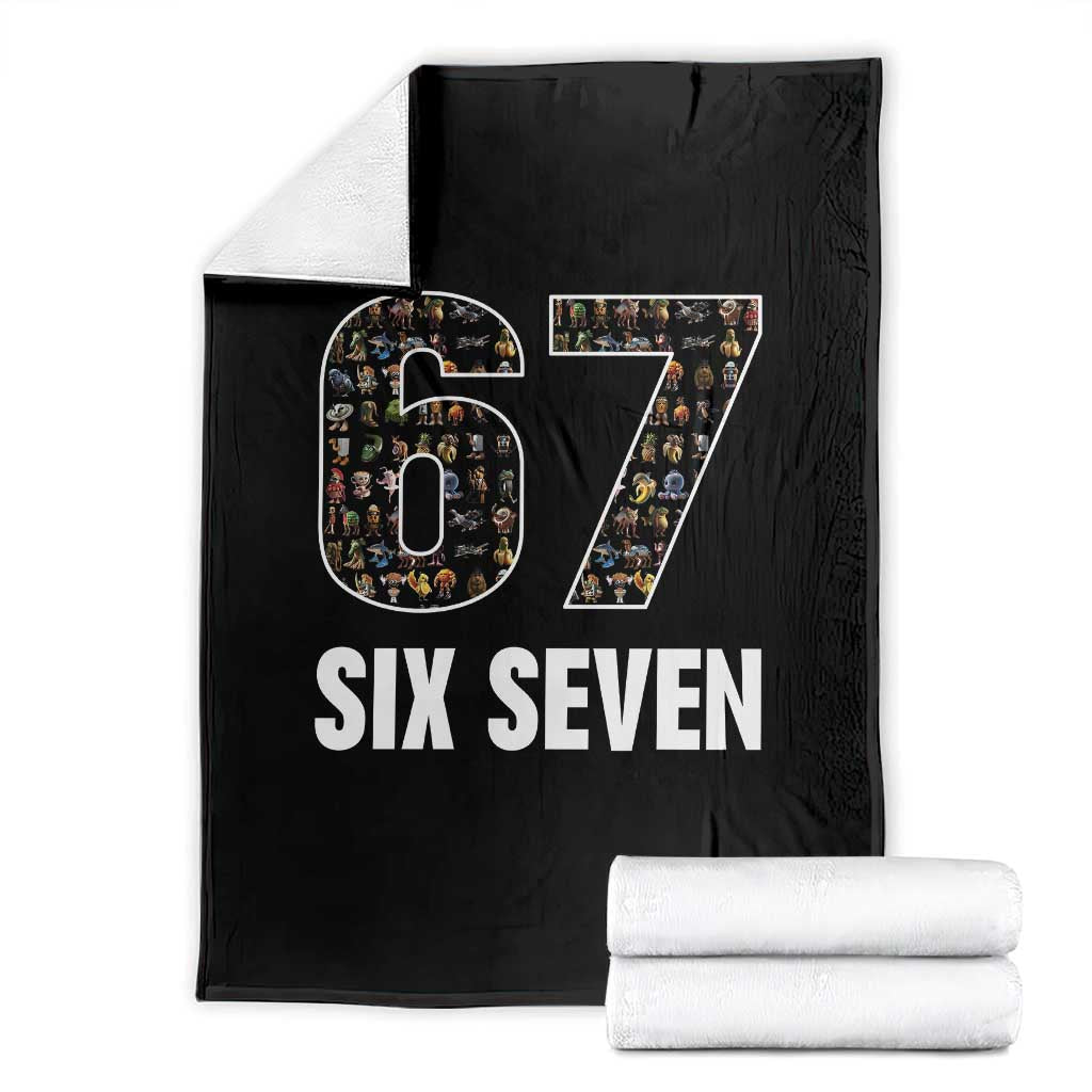 Funny 67 Six Seven Italian Brainrot Gen Alpha Meme Throw Blanket TS11 Black Print Your Wear