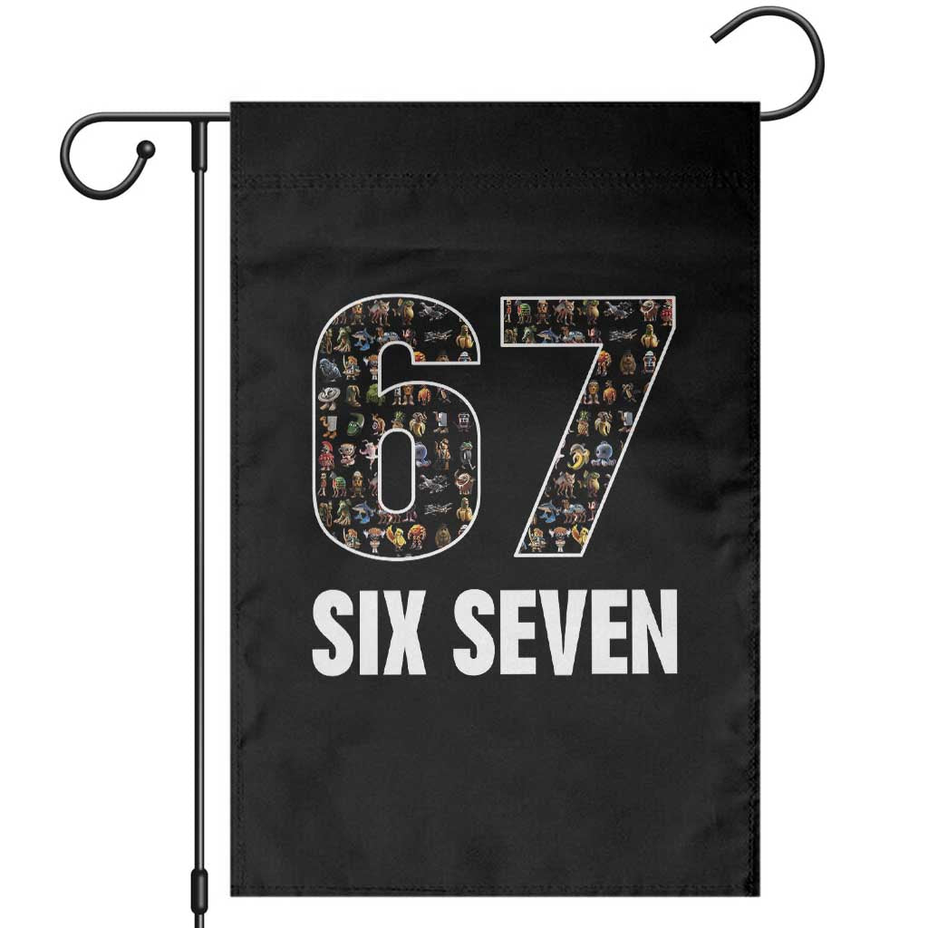 Funny 67 Six Seven Italian Brainrot Gen Alpha Meme Garden Flag TS11 Black Print Your Wear