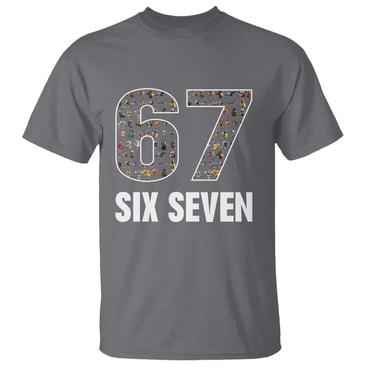 Funny 67 Six Seven Italian Brainrot Gen Alpha Meme T Shirt TS11 Charcoal Print Your Wear