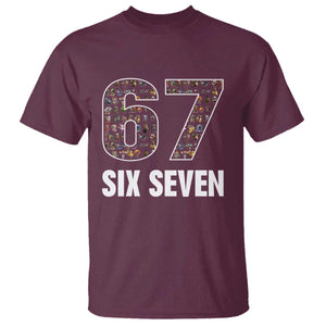 Funny 67 Six Seven Italian Brainrot Gen Alpha Meme T Shirt TS11 Maroon Print Your Wear