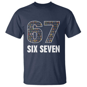 Funny 67 Six Seven Italian Brainrot Gen Alpha Meme T Shirt TS11 Navy Print Your Wear
