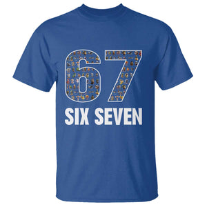 Funny 67 Six Seven Italian Brainrot Gen Alpha Meme T Shirt TS11 Royal Blue Print Your Wear