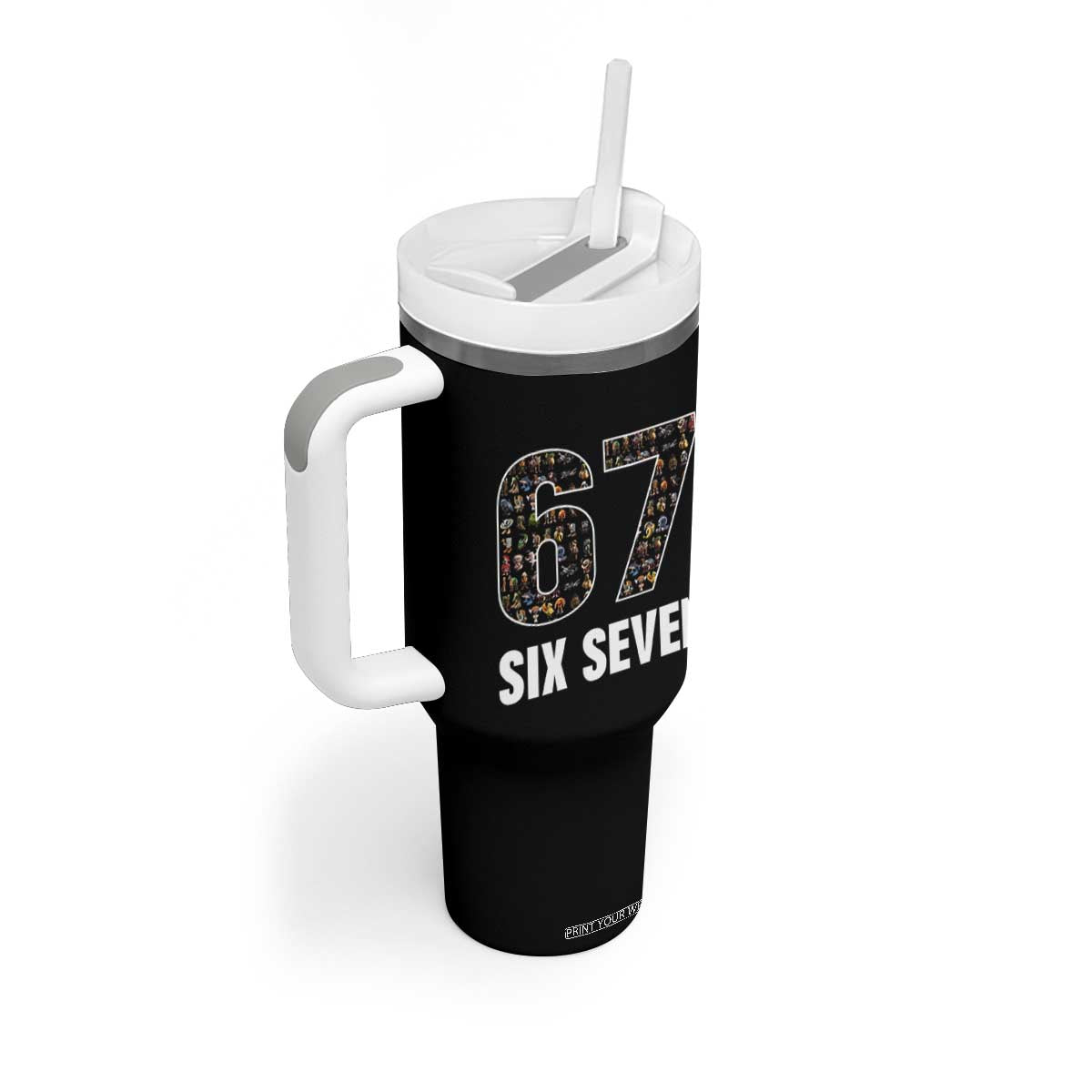 Funny 67 Six Seven Italian Brainrot Gen Alpha Meme Tumbler With Handle TS11 Print Your Wear