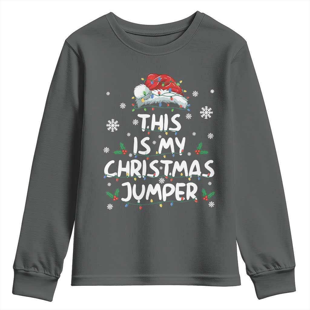 Funny British Christmas Youth Sweatshirt This Is My Christmas Jumper TS11 Dark Heather Print Your Wear