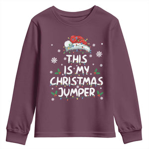 Funny British Christmas Youth Sweatshirt This Is My Christmas Jumper TS11 Maroon Print Your Wear