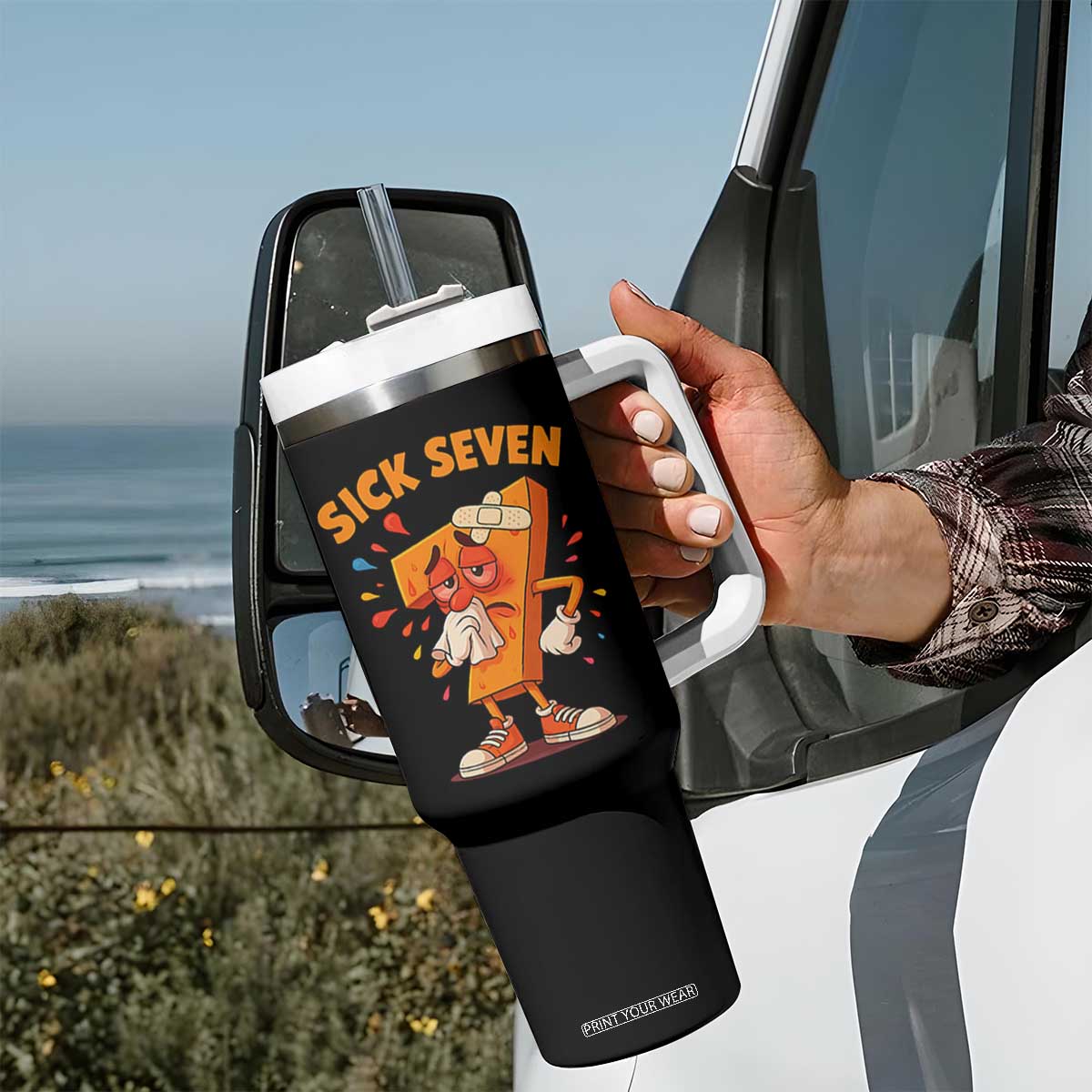 Funny Sick Seven 67 Meme Tumbler With Handle Six Seven Wordplay TS11 Print Your Wear