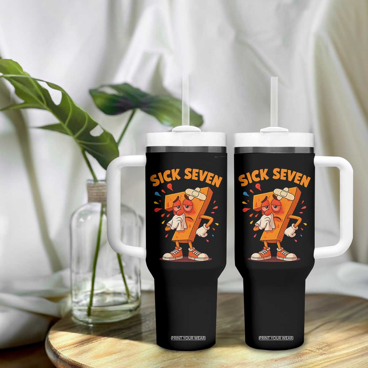 Funny Sick Seven 67 Meme Tumbler With Handle Six Seven Wordplay TS11 Print Your Wear
