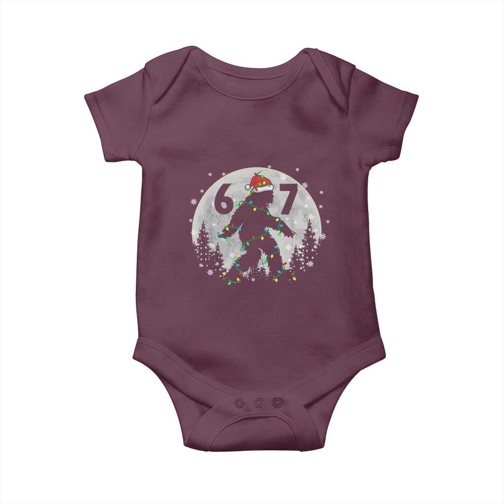 Funny Bigfoot 67 Christmas Night Stroll Moon Sasquatch Baby Onesie TS11 Maroon Print Your Wear