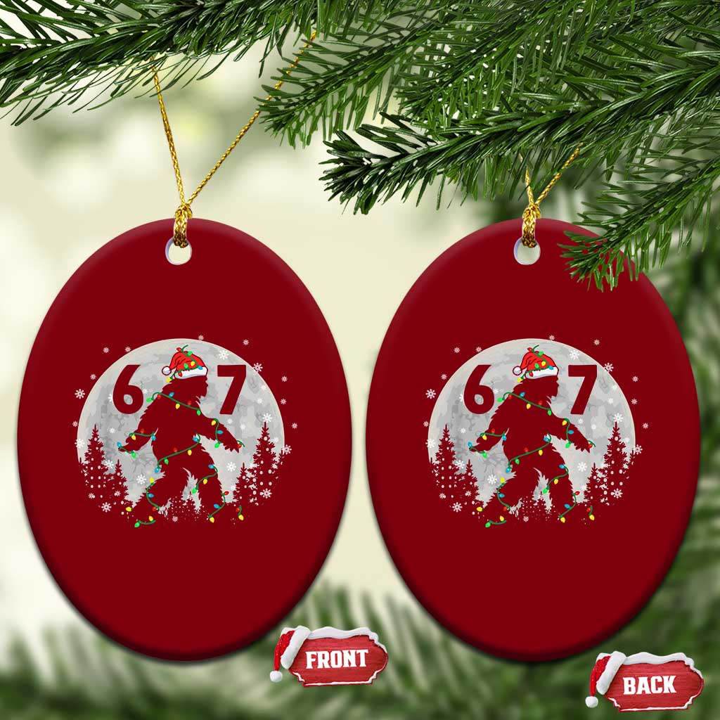 Funny Bigfoot 67 Christmas Night Stroll Moon Sasquatch Ceramic Ornament TS11 Print Your Wear