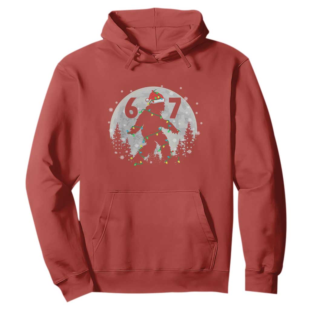 Funny Bigfoot 67 Christmas Night Stroll Moon Sasquatch Hoodie TS11 Red Print Your Wear