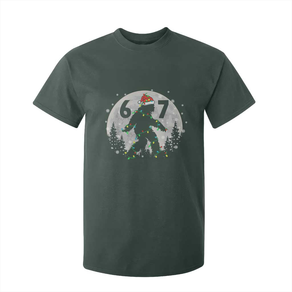 Funny Bigfoot 67 Christmas Night Stroll Moon Sasquatch T Shirt For Kid TS11 Dark Forest Green Print Your Wear