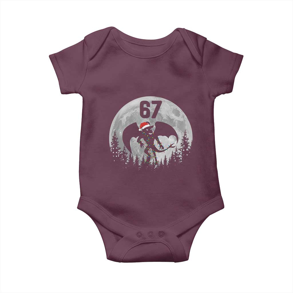 Funny Jersey Devil 67 Christmas Santa Hat Moon Night Stroll Baby Onesie TS11 Maroon Print Your Wear