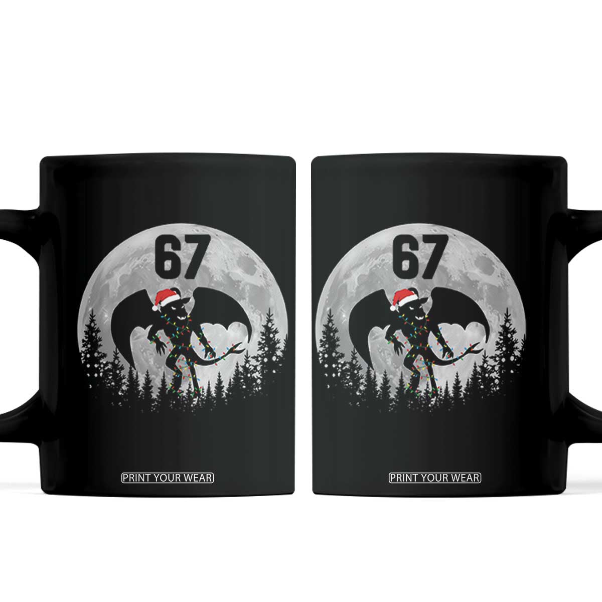 Funny Jersey Devil 67 Christmas Santa Hat Moon Night Stroll Coffee Mug TS11 Black Print Your Wear
