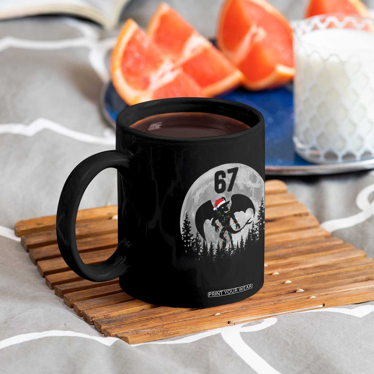 Funny Jersey Devil 67 Christmas Santa Hat Moon Night Stroll Coffee Mug TS11 Print Your Wear