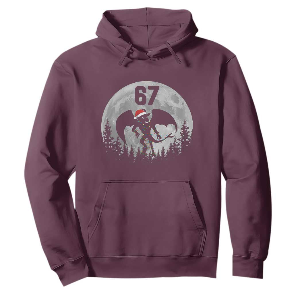 Funny Jersey Devil 67 Christmas Santa Hat Moon Night Stroll Hoodie TS11 Maroon Print Your Wear