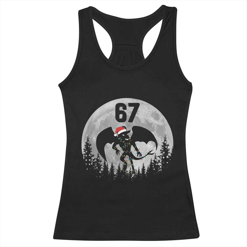 Funny Jersey Devil 67 Christmas Santa Hat Moon Night Stroll Racerback Tank Top TS11 Black Print Your Wear