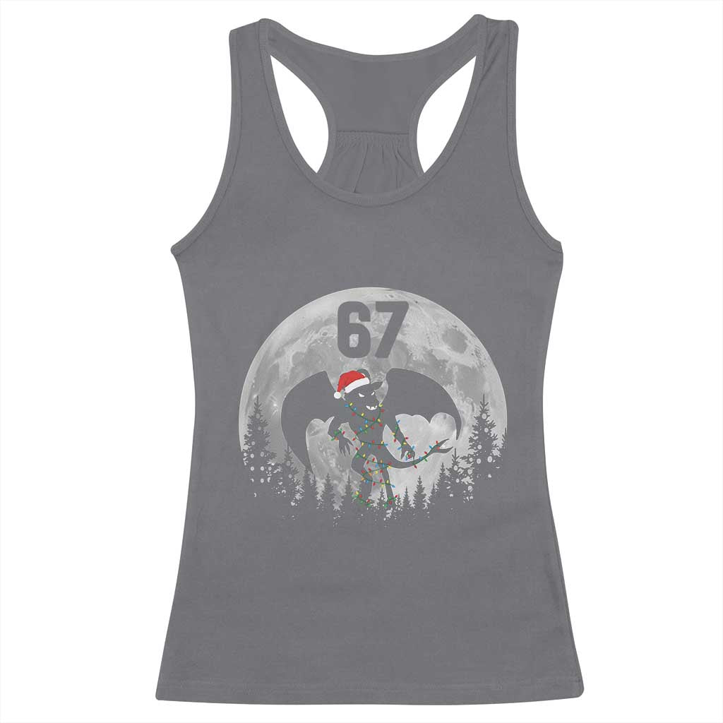 Funny Jersey Devil 67 Christmas Santa Hat Moon Night Stroll Racerback Tank Top TS11 Charcoal Print Your Wear