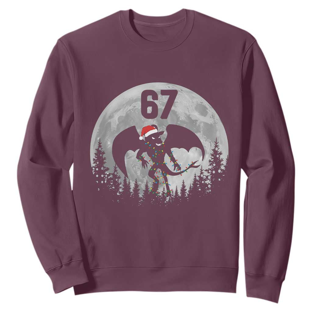Funny Jersey Devil 67 Christmas Santa Hat Moon Night Stroll Sweatshirt TS11 Maroon Print Your Wear
