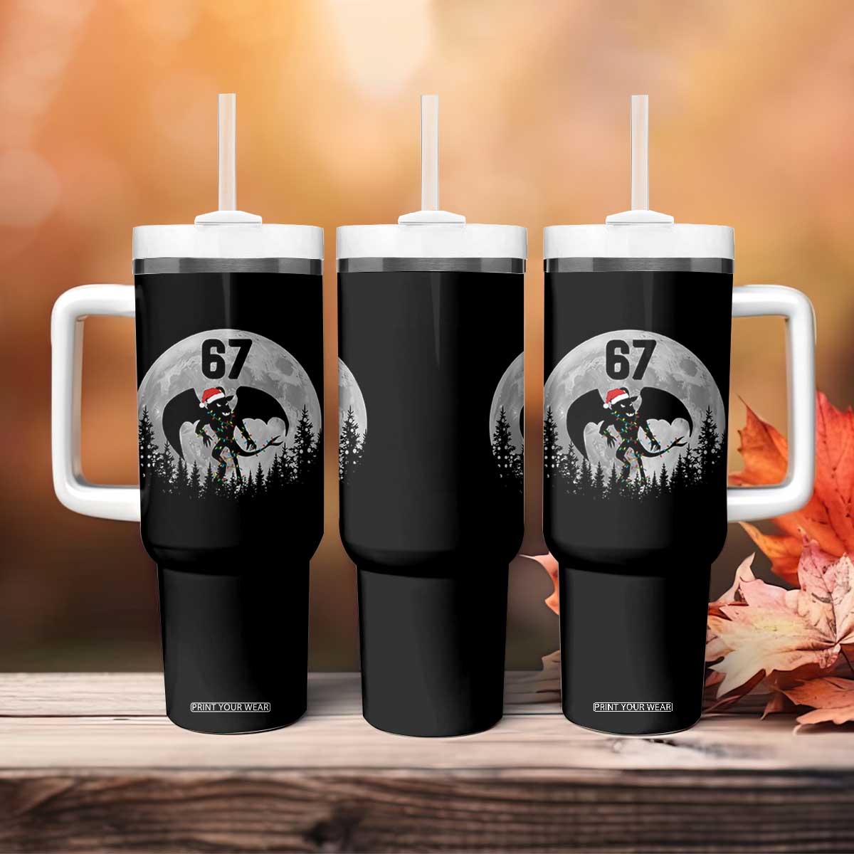 Funny Jersey Devil 67 Christmas Santa Hat Moon Night Stroll Tumbler With Handle TS11 Print Your Wear