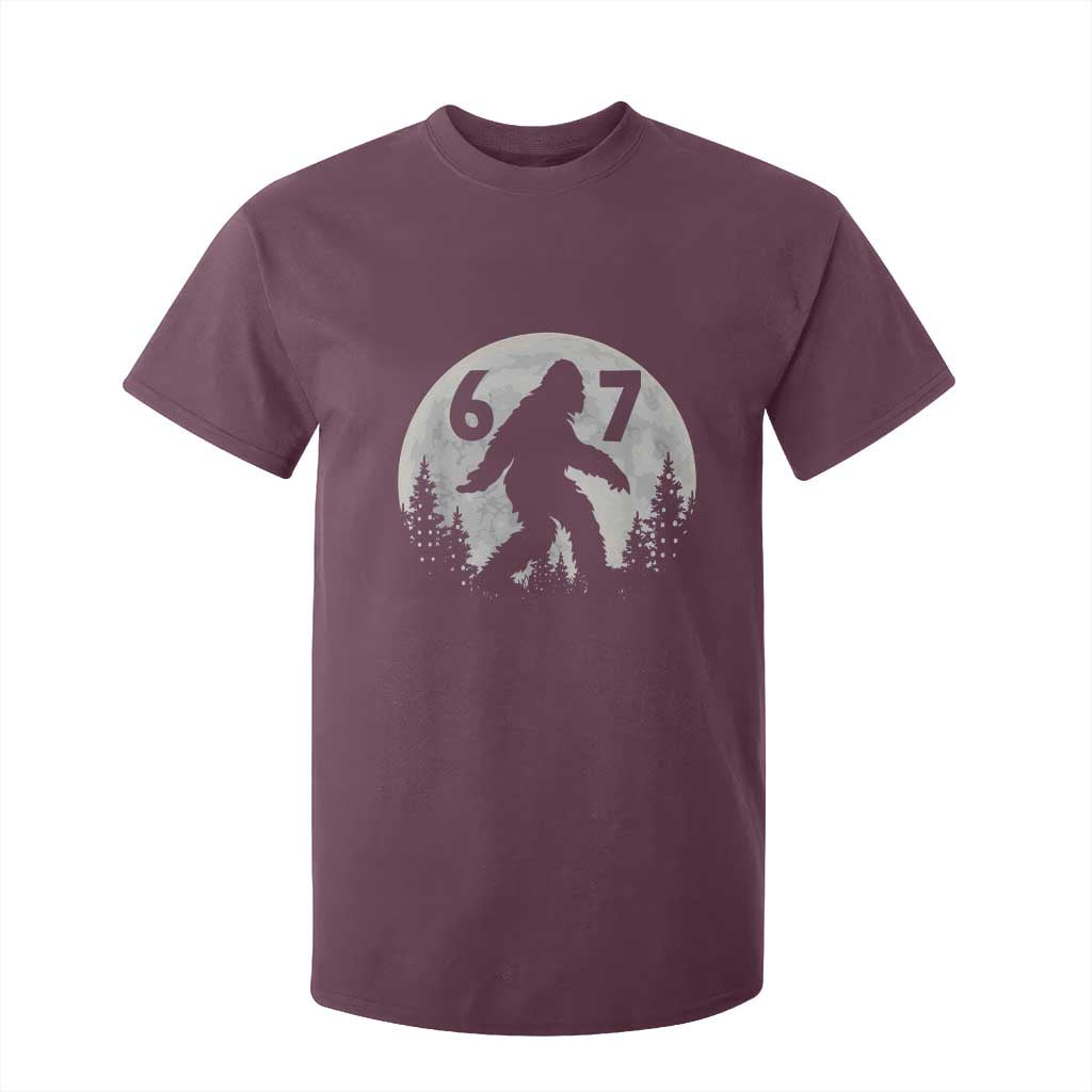 Funny Bigfoot 67 Night Stroll Moon Sasquatch T Shirt For Kid TS11 Maroon Print Your Wear