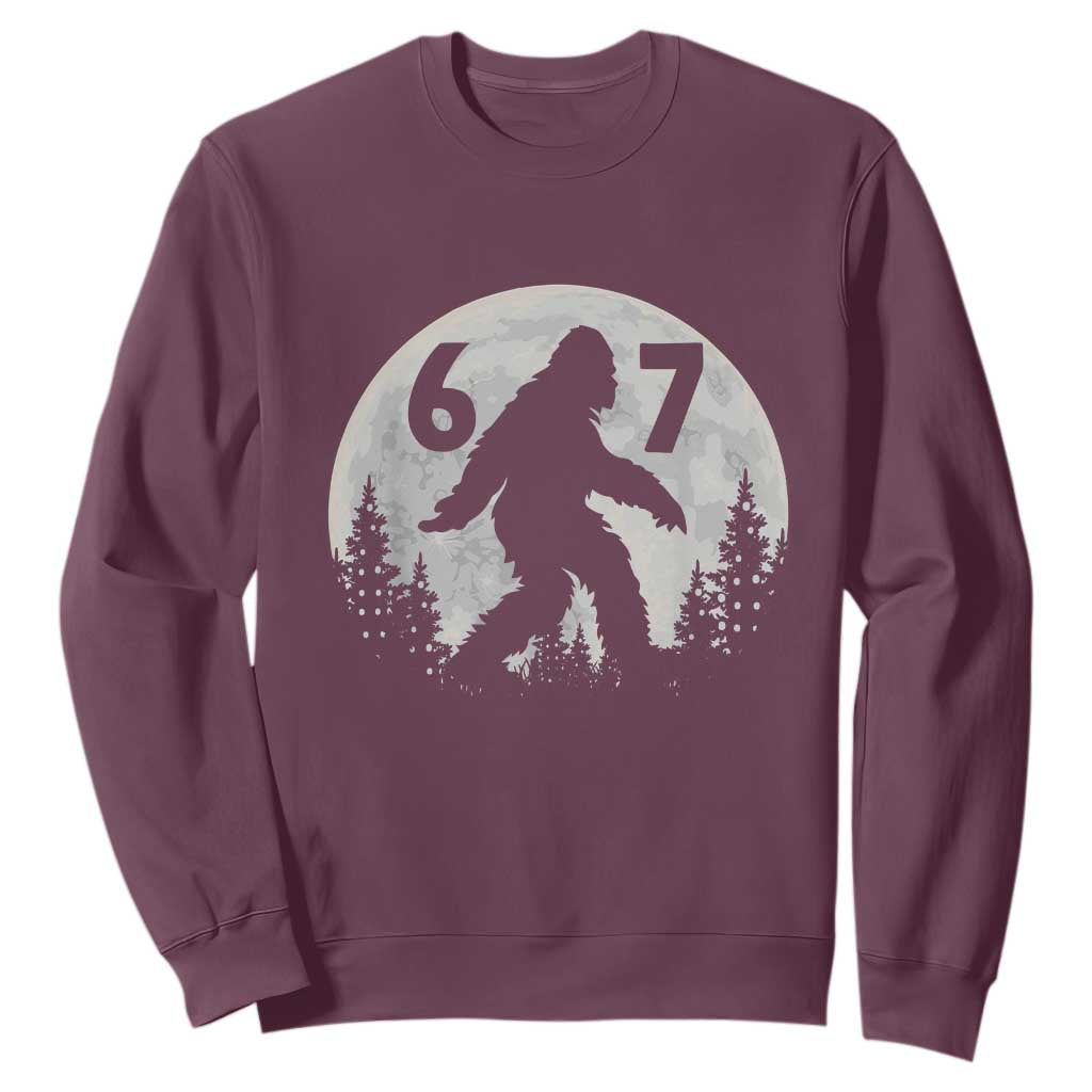 Funny Bigfoot 67 Night Stroll Moon Sasquatch Sweatshirt TS11 Maroon Print Your Wear