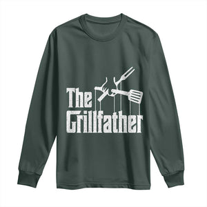 Funny BBQ Grilling Long Sleeve Shirt The Grillfather Vintage Father's Day TS11 Dark Forest Green Print Your Wear