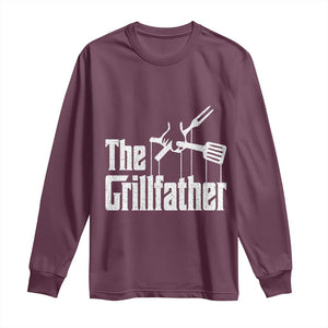 Funny BBQ Grilling Long Sleeve Shirt The Grillfather Vintage Father's Day TS11 Maroon Print Your Wear