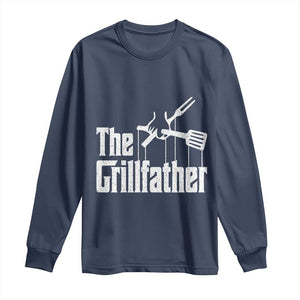 Funny BBQ Grilling Long Sleeve Shirt The Grillfather Vintage Father's Day TS11 Navy Print Your Wear