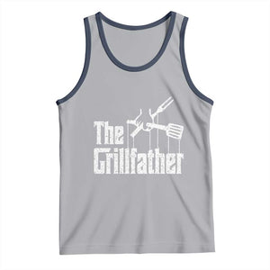 Funny BBQ Grilling Tank Top The Grillfather Vintage Father's Day TS11 Athletic Heather Navy Print Your Wear