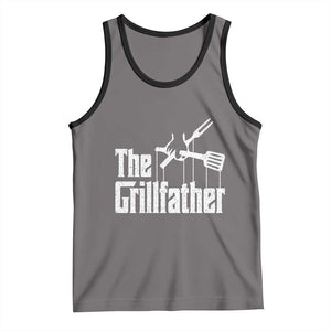 Funny BBQ Grilling Tank Top The Grillfather Vintage Father's Day TS11 Deep Heather Black Print Your Wear