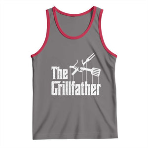 Funny BBQ Grilling Tank Top The Grillfather Vintage Father's Day TS11 Deep Heather Red Print Your Wear