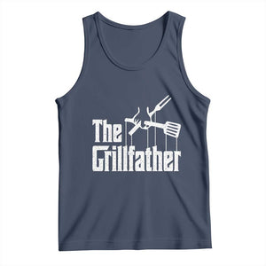 Funny BBQ Grilling Tank Top The Grillfather Vintage Father's Day TS11 Navy Print Your Wear