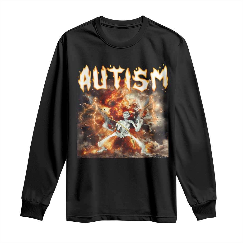 Funny Autism Skeleton Meme Long Sleeve Shirt Oddly Specific Dank Meme TS11 Black Print Your Wear