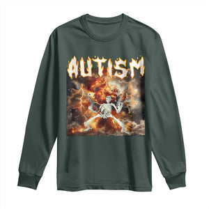 Funny Autism Skeleton Meme Long Sleeve Shirt Oddly Specific Dank Meme TS11 Dark Forest Green Print Your Wear