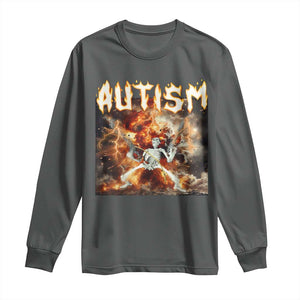 Funny Autism Skeleton Meme Long Sleeve Shirt Oddly Specific Dank Meme TS11 Dark Heather Print Your Wear