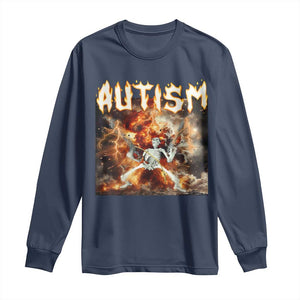 Funny Autism Skeleton Meme Long Sleeve Shirt Oddly Specific Dank Meme TS11 Navy Print Your Wear