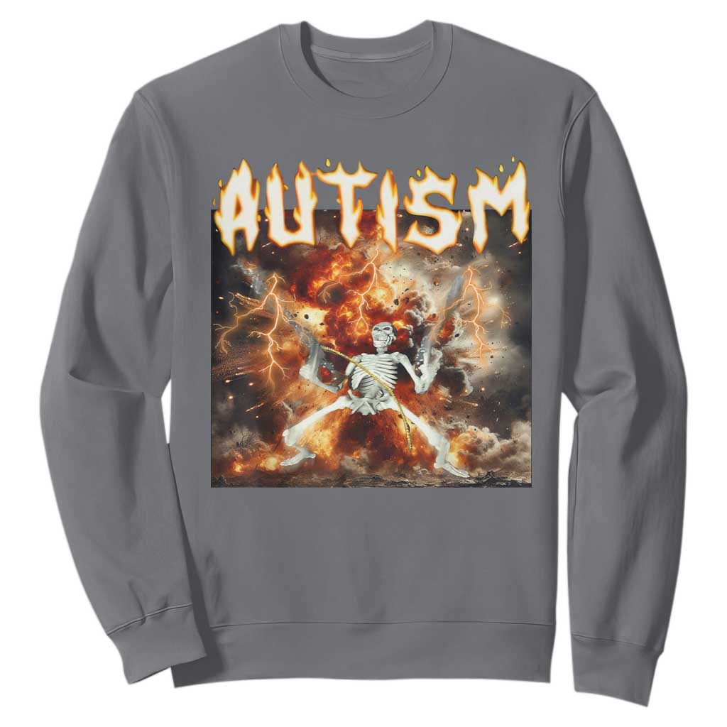 Funny Autism Skeleton Meme Sweatshirt Oddly Specific Dank Meme TS11 Charcoal Print Your Wear