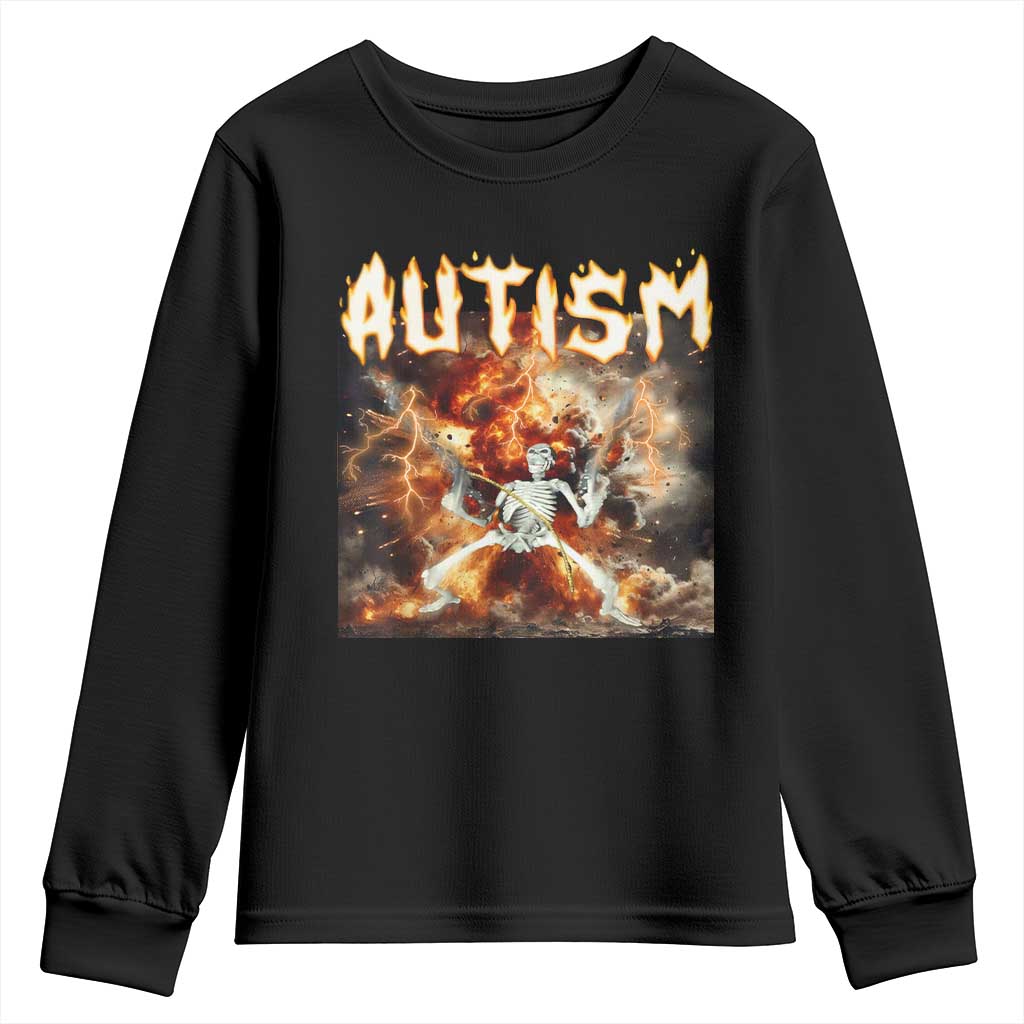 Funny Autism Skeleton Meme Youth Sweatshirt Oddly Specific Dank Meme TS11 Black Print Your Wear