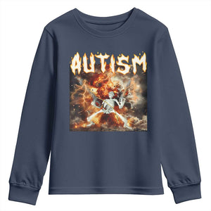 Funny Autism Skeleton Meme Youth Sweatshirt Oddly Specific Dank Meme TS11 Navy Print Your Wear