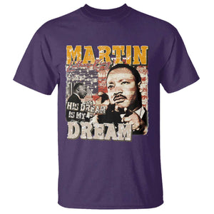 MLK Day His Dream Is My Dream T Shirt Martin Luther King Vintage American Flag Black History Month TS11 Purple Print Your Wear