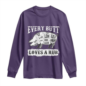 Funny BBQ Grilling Every Butt Loves A Rub Long Sleeve Shirt Barbecue Grill Father's Day TS11 Purple Print Your Wear