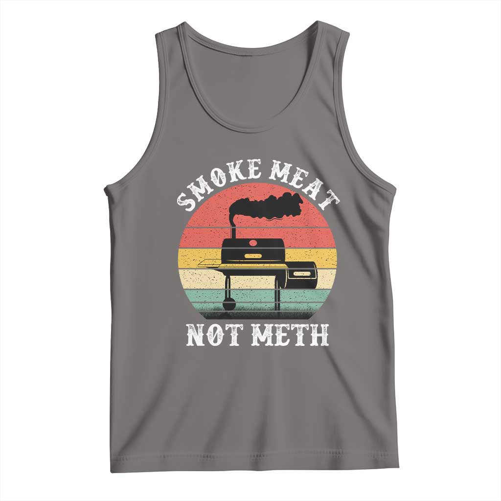 Funny Smoke Meat Not Meth Tank Top Retro Vintage Grilling BBQ TS11 Deep Heather Print Your Wear
